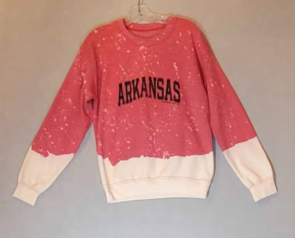 Southern Bliss Arkansas Bleached Dip Dye Crewneck Sweatshirt S
